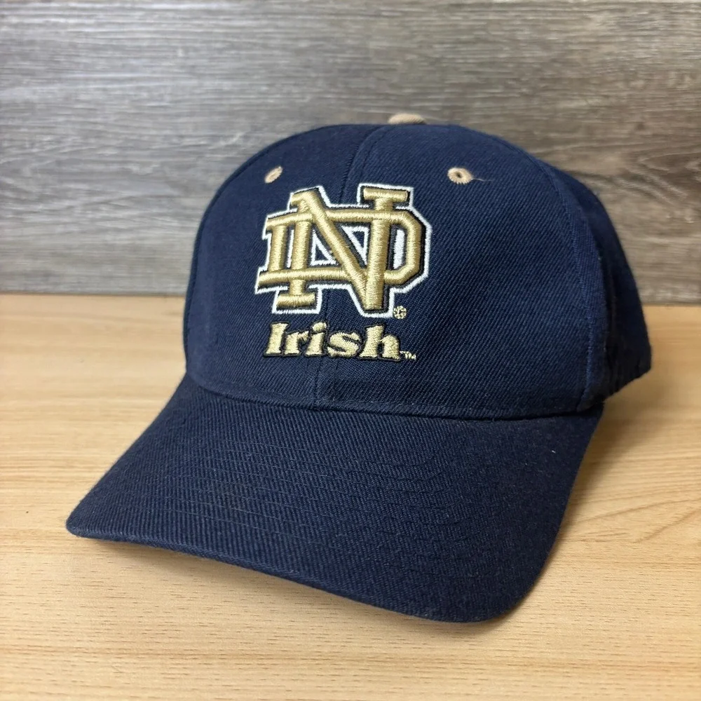 Vintage Notre Dame Fighting Irish Hat Cap Fitted 7 1/2 Blue Zephyr Football